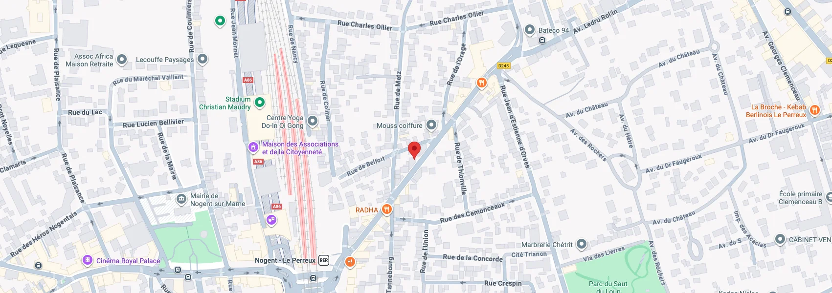 Localisation de la boutique, Les Jeux de l’Olympe au Perreux sur Marne sur Google Maps