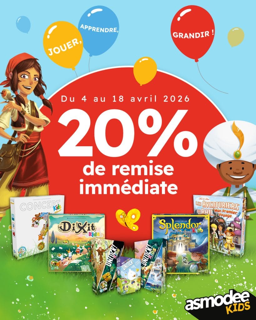 20% de remise immédiate du 4 au 18 avril 2026 sur la gamme asmodee Kids